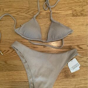 Monday Swimwear Palma Top Small and Byron Bottom Medium Oat Crinkle
